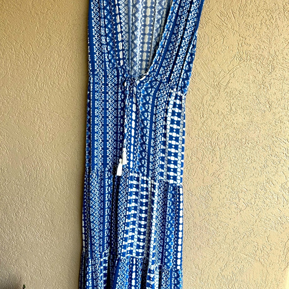 Blue and white cover up:dress